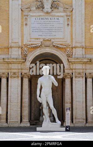 Michelangelo, Statue, Denkmal, Musei Capitolini, Kapitolinische Museen, Museum, Piazza del Campidoglio, Kapitolsplatz, Rom, Latium, Italien Stockfoto