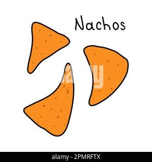 Mexikanische Corn Chips Nachos oder Tortilla Chips, Kritzelstil Vektorzeichnung Stock Vektor