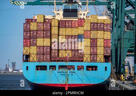 Der Hafen von Antwerpen an der Schelde gilt als zweitgrößter Seehafen in Europa, Containerhafen DP World Antwerpen Gateway Quay, Flandern, Schweiz Stockfoto