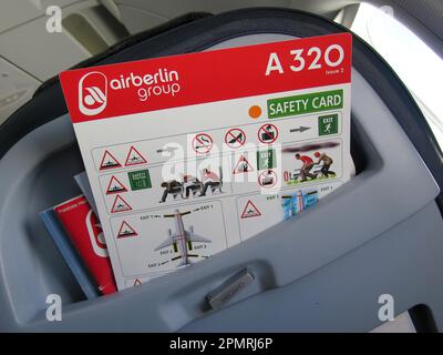 Sicherheitskarte, Airbus A320 Stockfoto