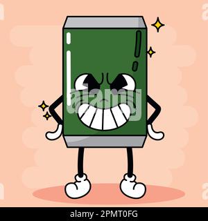 Isoliertes, farbenfrohes Bier in der Dose traditioneller Cartoon-Charakter Vector Stock Vektor