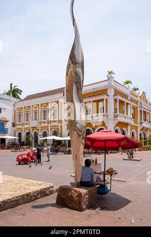 Cartagena, Kolumbien - 31. März 2023: Street Scense im Herzen des alten Cartagena, Kolumbien. Stockfoto