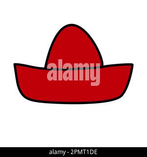 Rote mexikanische Mütze Sombrero, Kritzelstil-Vektordarstellung Stock Vektor