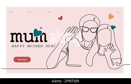 Happy Mother's Day handgeschriebene Schriftzeichen. Textdesign mit durchgehenden Linien. Vektordarstellung. Vektordarstellung Stock Vektor