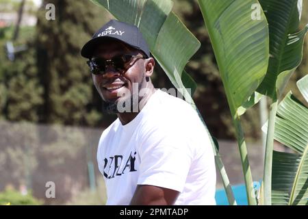 Monaco, Monaco. 15. April 2023. OPEN MASTER 1000 MONTE CARLO Guest am Grand Stand, Usain Bolt gesehen am 13. April 2023, Bild und Copyright Thierry CARPICO/ATP images (CARPICO Thierry/ATP/SPP) Credit: SPP Sport Press Photo. Alamy Live News Stockfoto