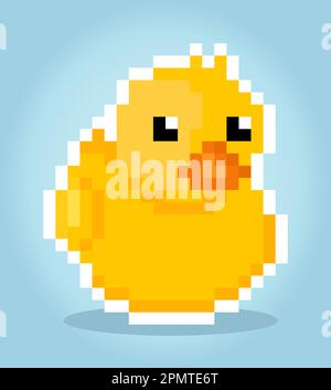 8 Bit Gummiente Pixel. Tiervektordarstellung Stock Vektor