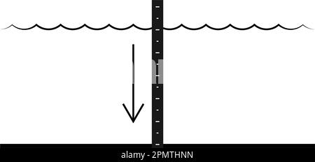 Symbol Wassertiefe, Messen Sie Die Tiefe Von Flachen Gewässern Vector Art Illustration Stock Vektor