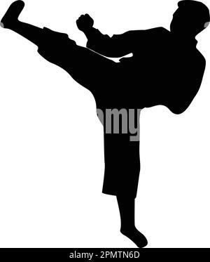 Ikone eines Mannes, der Taekwondo-Kick-Vektor-Illustrationen entwirft Stock Vektor