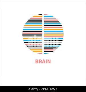 Mindest-Logo des Gehirns, Hemisphären des Gehirns Stock Vektor