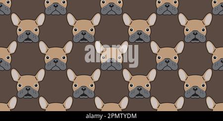 Hund Seamless French Bulldoggen Vektormuster isolierte Tapete Hintergrund braun Stock Vektor