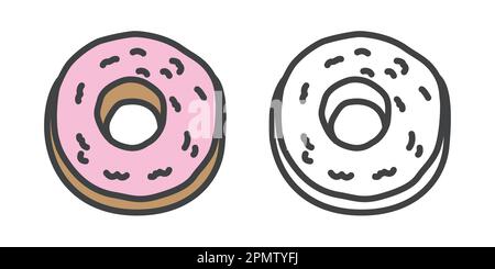Krapfen Vektorsymbol Zeichentrickfigur Doodle Cartoon Stock Vektor