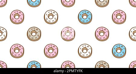 Donuts Nahtloses Muster Vektorkuchen isolierte Hintergrundtapete Doodle Stock Vektor