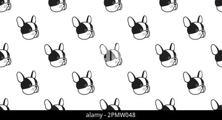 Hund Seamless french Bulldoggen-Vektormuster Hundekopf isolierter Hintergrund Stock Vektor