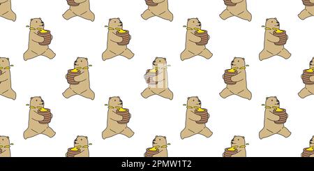 Bär Nahtloses Polarbärvektormuster Teddy Run Honig isolierte Tapete Hintergrund Stock Vektor