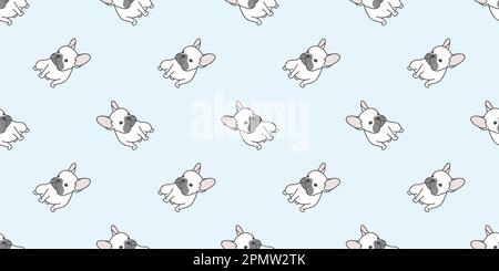 Hund Nahtloses Muster französische Bulldogge-Pug Vektor isolierte Tapete Hintergrund-Doodle Stock Vektor