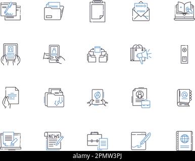 Icons-Kollektion für Bürodesign. Büro, Design, Inneneinrichtung, Dekoration, Layout, Konzeptsatz Anordnung, Architekturvektor und Illustration Stock Vektor