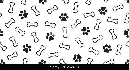 Hundeknochen Vektor Hundepfote Doodle nahtloses Muster isolierter Hintergrund Stock Vektor