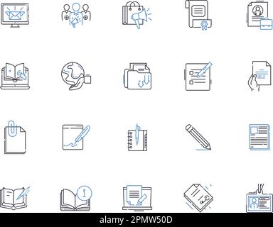 Symbolsammlung für Remote Work Outline. Telearbeit, Telearbeit, extern, extern, extern, Home-Office-Vektor und Illustration Stock Vektor