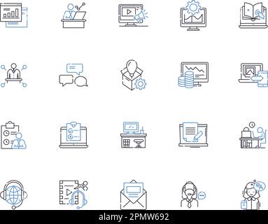 Symbolsammlung der Workflow-Modellstruktur. Prozess, Automatisierung, Management, Fluss, Effizienz, Konzeptsatz für Produktivität, Schritte, Vektor und Illustration. System Stock Vektor