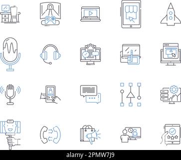 Künstliche Intelligenz Lernen umrissen Symbolsammlung. KI, Lernen, Künstliche Kunst, Intelligenz, Maschinen, Neuro, Netzwerkvektor und Illustration Stock Vektor