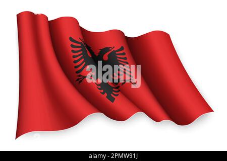 Realistisch schwenkende Flagge Albaniens Stock Vektor