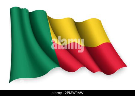Realistische winkende Flagge von Benin Stock Vektor