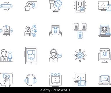 Symbolsammlung für die Audiotechnologie. Audio, Technologie, Sound, Aufnahme, Studio, Mixer, Mischvektor und Illustration – Konzeptset. Produzent, Live Stock Vektor
