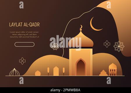 Das muslimische Fest des heiligen Monats Ramadan Laylat al Qadr. Vektorvorlage für Gruß- oder Einladungskarte, Banner, Flyer, Posterdesi Stock Vektor