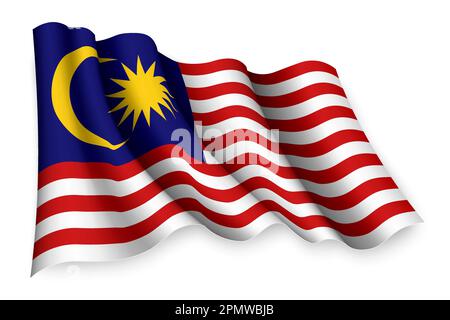 Realistisch winkende Flagge Malaysias Stock Vektor