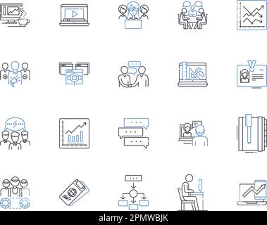 Unternehmensabteilung stellt Symbolsammlung dar. Unternehmen, Abteilung, Finanzen, Buchhaltung, Personalwesen, Legal, Technischer Vektor und Illustration Stock Vektor