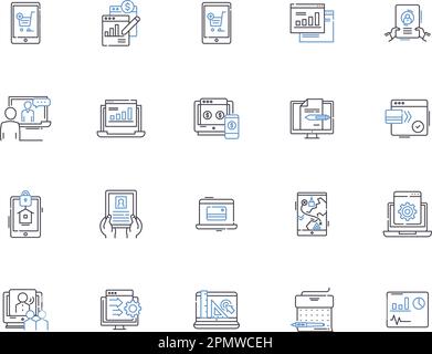 Symbolsammlung der Gadjets-Modellstruktur. Gadgets, Technologie, Elektronik, Telefone, Geräte, Vektor- und Zeichnungskonzeptsatz für Computer, Laptops. Kameras Stock Vektor