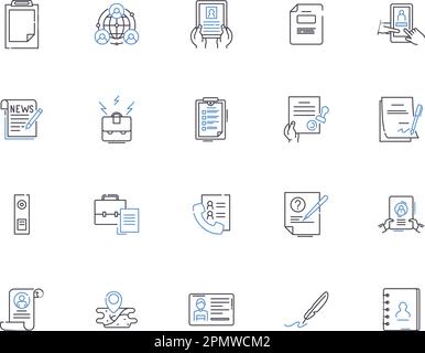 Symbolsammlung für Remote Work Outline. Telearbeit, Telearbeit, extern, extern, extern, Home-Office-Vektor und Illustration Stock Vektor