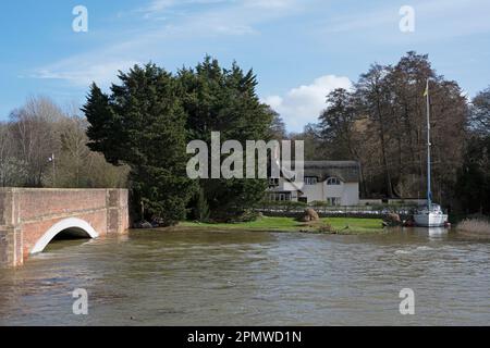 Frühling Hochwasser Fluss Deben Melton Suffolk UK Stockfoto