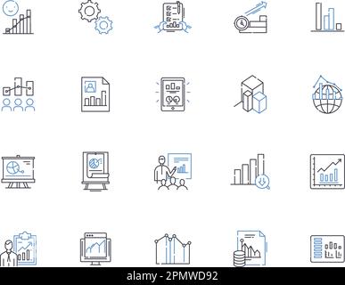Diagramme und Diagramme stellen die Symbolsammlung dar. Diagramme, Diagramme, Diagramme, Karten, Plots, Figuren, Tabellen, Vektor und Illustration Konzeptsatz. Ablaufdiagramme Stock Vektor