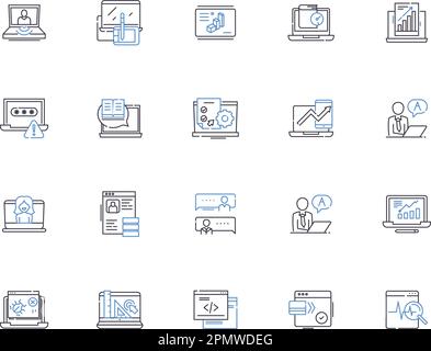 Symbolsammlung für Notebooks. Laptop, Notebook, Computer, tragbar, leicht, Schlankes Konzept-Set mit Leistungsvektor und Illustration Stock Vektor