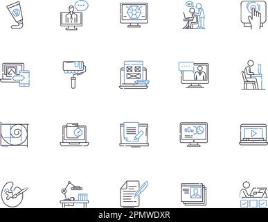 Symbolsammlung der Workshop-Übersicht. Workshop, Schulung, Seminar, Schulung, Konferenz, Skill, Class Vector und Illustration Concept Set. Handwerk Stock Vektor