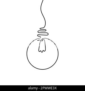 Glühbirnenschild in durchgehender Linienzeichnung. Strichzeichnung des Lampensymbols. Vektordarstellung. Abstrakter Hintergrund Stock Vektor