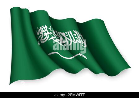 Realistisch winkende Flagge Saudi-Arabiens Stock Vektor