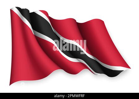 Realistisch winkende Flagge von Trinidad und Tobago Stock Vektor