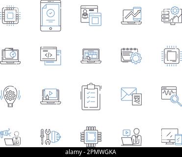 Symbolsammlung für das maschinelle Lernen. Maschine, Lernen, KI, neuronale, Netzwerke, Algorithmus-, Datenvektor- und Zeichnungskonzeptsatz. Vorhersage Stock Vektor