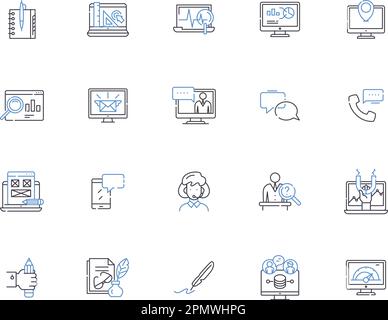 Symbolsammlung der Workflow-Modellstruktur. Prozess, Automatisierung, Management, Fluss, Effizienz, Konzeptsatz für Produktivität, Schritte, Vektor und Illustration. System Stock Vektor