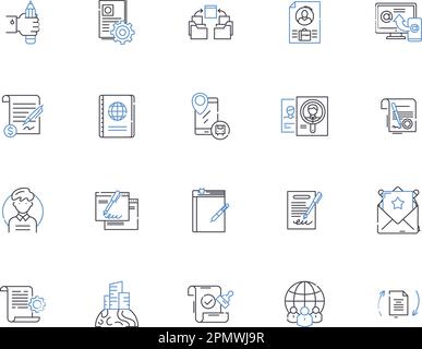 Symbolsammlung für Remote Work Outline. Telearbeit, Telearbeit, extern, extern, extern, Home-Office-Vektor und Illustration Stock Vektor