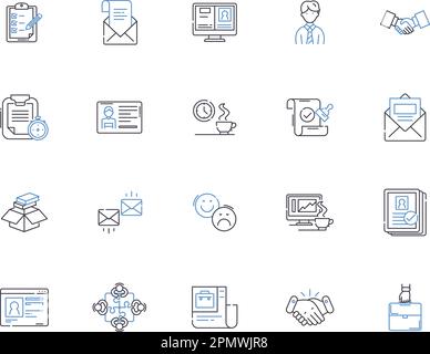 HR-Manager stellt Symbolsammlung vor. HR, Manager, Personal, Ressourcen, Personal, Konzeptsatz „Verwalten“, „Personalbeschaffungsvektor“ und „Illustration“. Schulung Stock Vektor