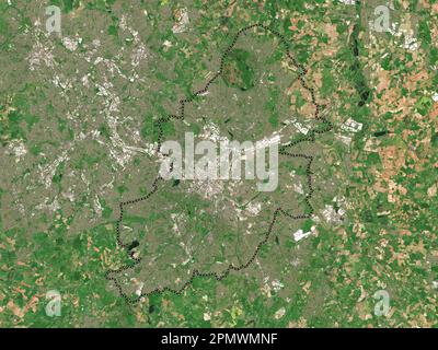 Birmingham, Verwaltungsbezirk England - Großbritannien. Satellitenkarte mit niedriger Auflösung Stockfoto