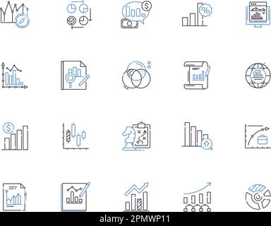 Diagramme und Diagramme stellen die Symbolsammlung dar. Diagramme, Diagramme, Diagramme, Karten, Plots, Figuren, Tabellen, Vektor und Illustration Konzeptsatz. Ablaufdiagramme Stock Vektor