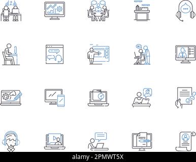 Symbolsammlung der Workflow-Modellstruktur. Prozess, Automatisierung, Management, Fluss, Effizienz, Konzeptsatz für Produktivität, Schritte, Vektor und Illustration. System Stock Vektor