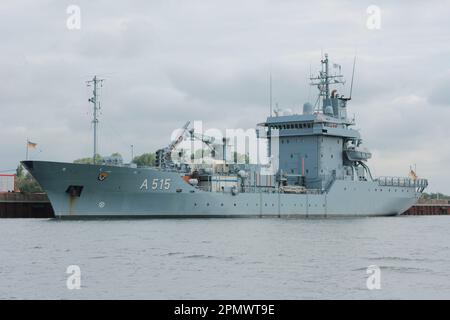 Uboat Replenishment Ship HAUPTSCHIFF der deutschen Marine verlegt am Marinestützpunkt Eckernförde Stockfoto