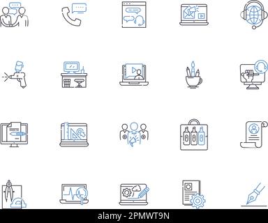 Symbolsammlung der Workshop-Übersicht. Workshop, Schulung, Seminar, Schulung, Konferenz, Skill, Class Vector und Illustration Concept Set. Handwerk Stock Vektor