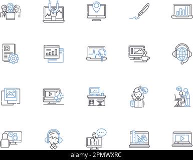 Symbolsammlung der Arbeitsstruktur. Beschäftigung, Beschäftigung, Arbeit, Funktion, Verdienst, Konzeptsatz für Vektor und Illustration wird ausgeführt und ausgeführt Stock Vektor