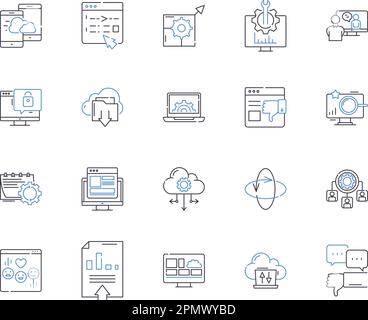 Symbolsammlung für die digitale Industrie. Digital, Industrie, Technologie, Online, Computing, internet, Marketingvektor und Illustration – Konzeptsatz Stock Vektor